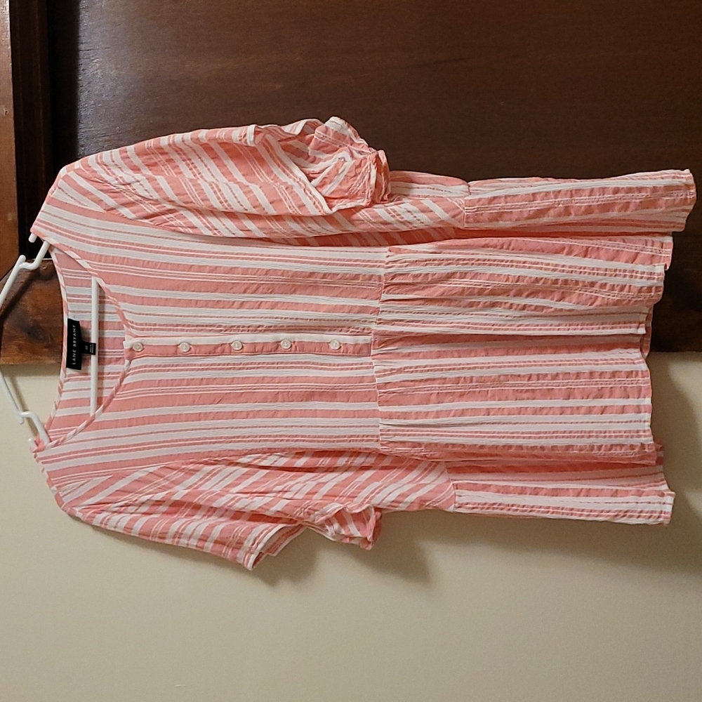 Lane Bryant Size 22 Pink/White Striped Peplum